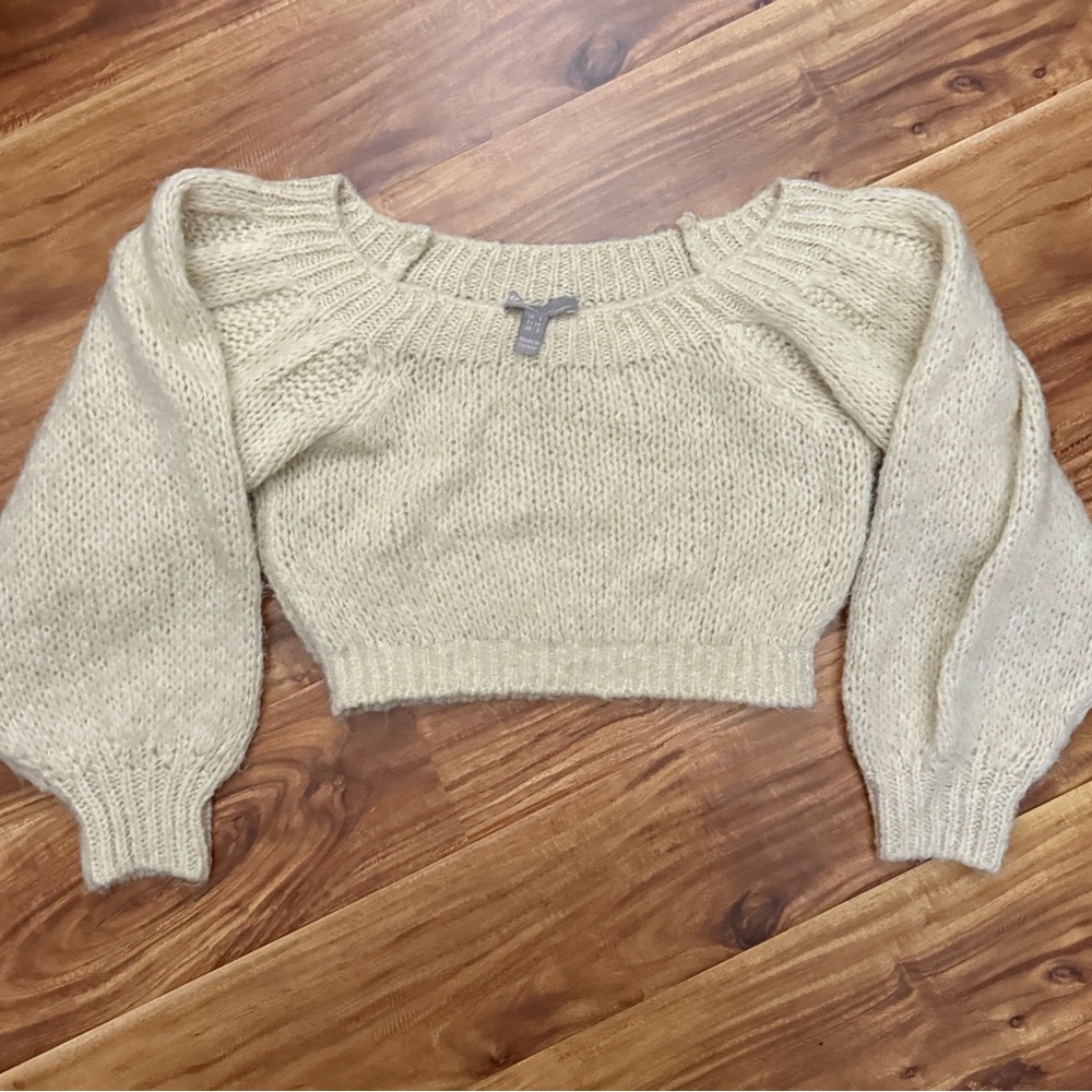 ASOS cropped sweater long sleeve knit puff sleeve